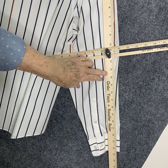 Murano Long Sleeve Slim Fit Button Up Shirt Men Size XL Striped Cotton Blend - Picture 11 of 16